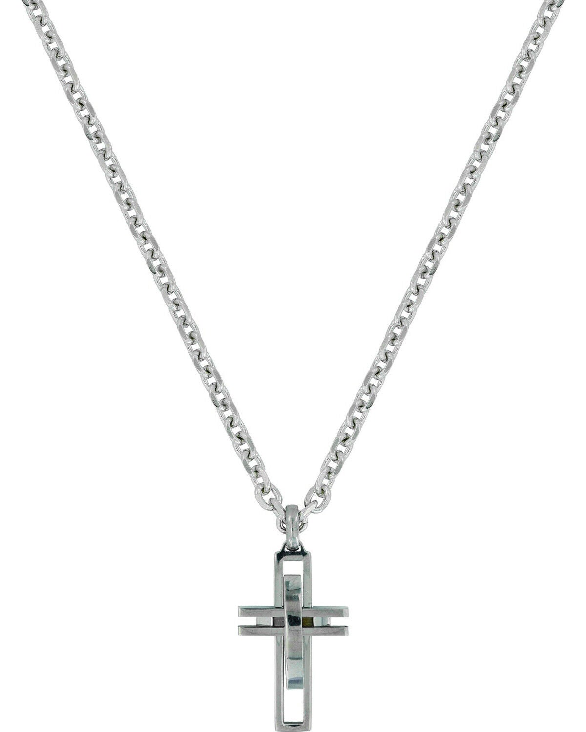 Montana Silversmiths Men's Modern Art Cross Necklace, Silver, hi-res