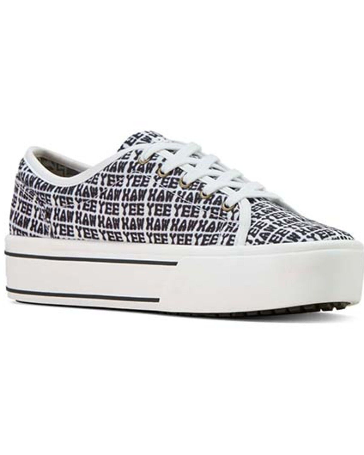 Image #1 - Ariat Women's Skyler YeeHaw Print Casual Shoes, Black/white, hi-res