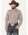 Image #1 - RANK 45® Men's Railroad Geo Print Long Sleeve Button-Down Western Shirt, Grape, hi-res