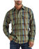 Image #1 - Wrangler Retro Men's Premium Plaid Print Long Sleeve Button-Down Western Shirt - Tall , Olive, hi-res