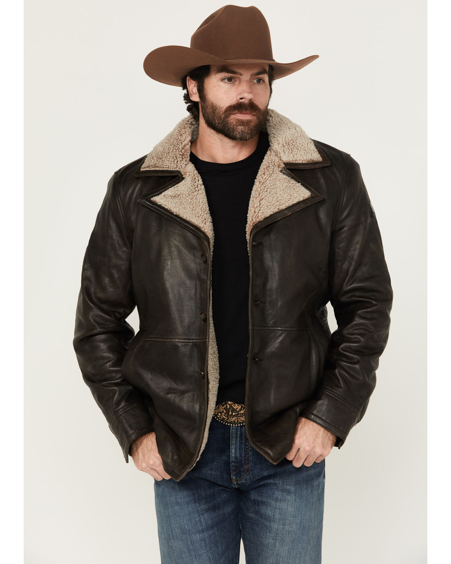 Mauritius Leather Men s Shearling Lined Leather Coat Sheplers