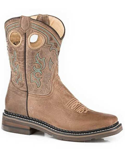 Roper Women's Work It Short Performance Western Ranch Boots - Square Toe , Brown, hi-res