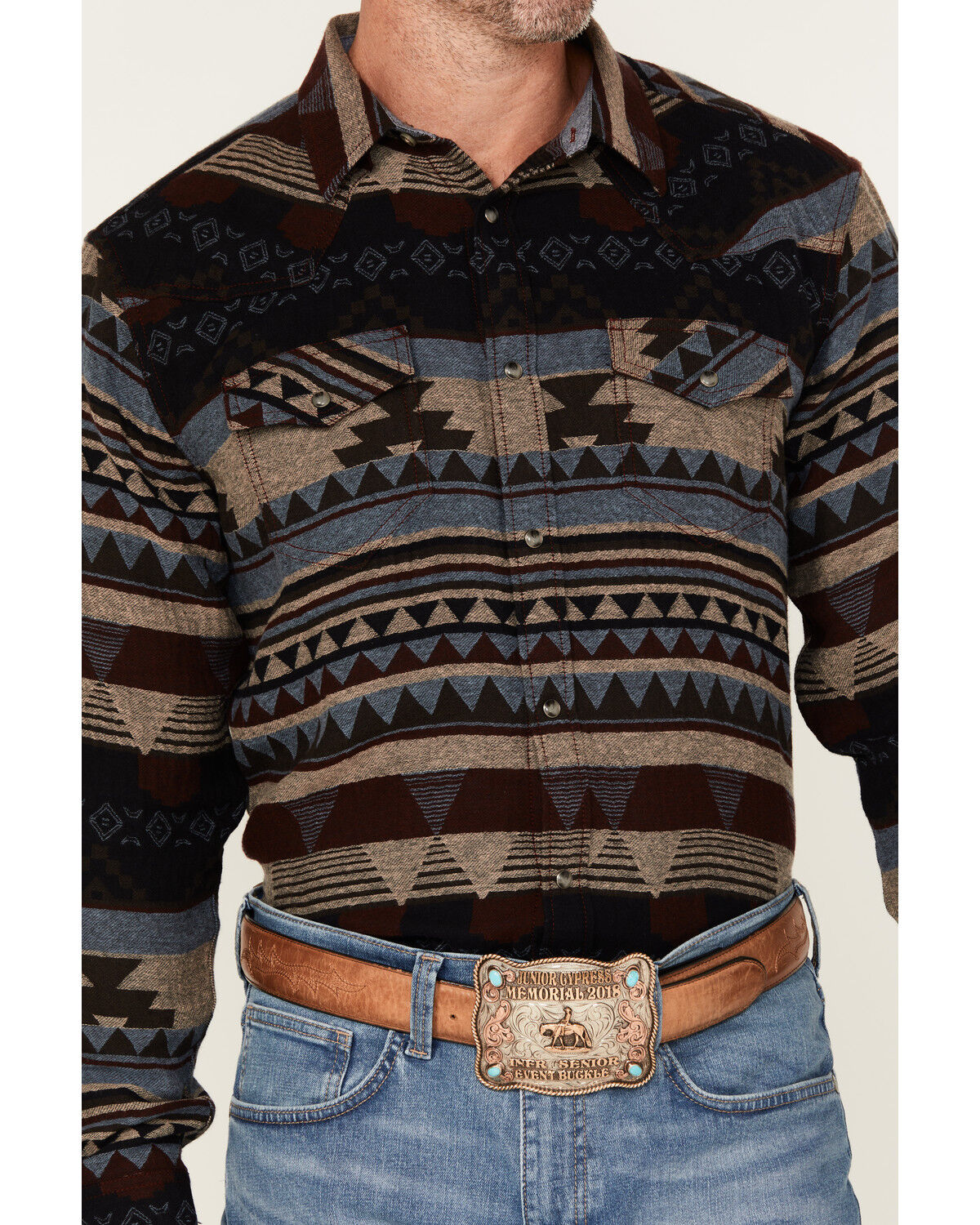 Image #3 - Cody James Men's Stagecoach Southwestern Print Long Sleeve Snap Western Shirt, Brown, hi-res