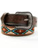 Image #1 - Roper Boys' Tonal Stitched Leather Trim Southwestern Print Belt, Brown, hi-res