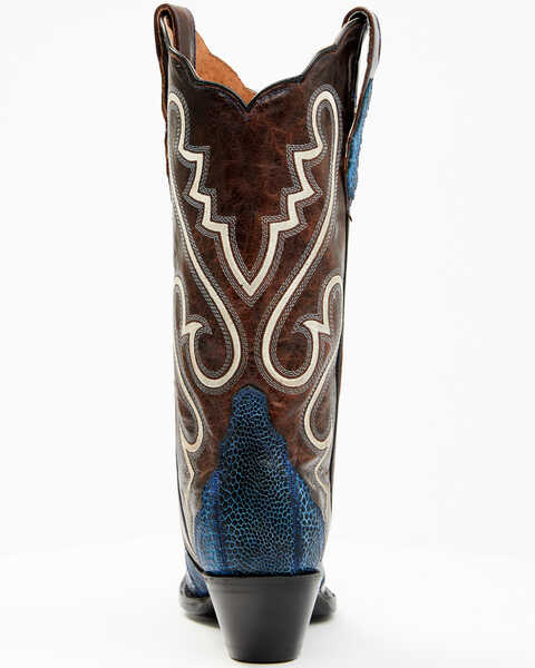 Image #5 - Dan Post Women's Exotic Ostrich Leg Western Boots - Snip Toe, Blue, hi-res