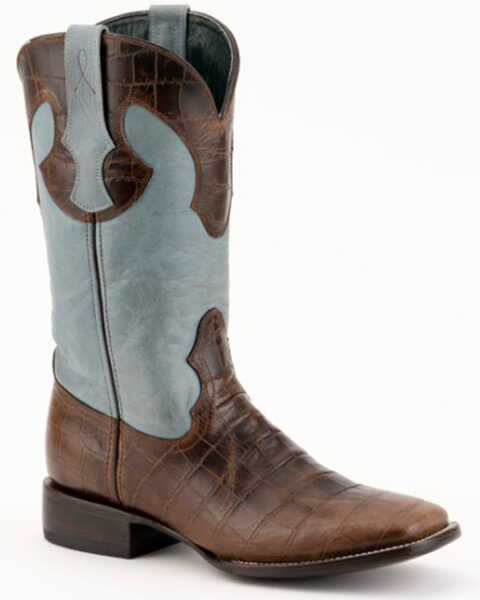 Image #1 - Ferrini Men's Mustang Cowhide Alligator Belly Western Boots - Broad Square Toe , Brown, hi-res