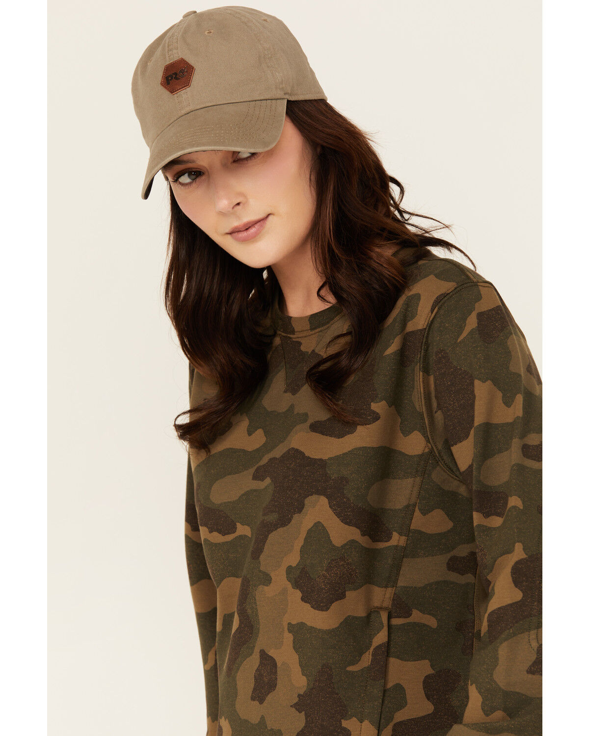 Image #3 - Lucky Brand Workwear Women's Camo Print French Terry Crew Neck Sweatshirt, Green, hi-res
