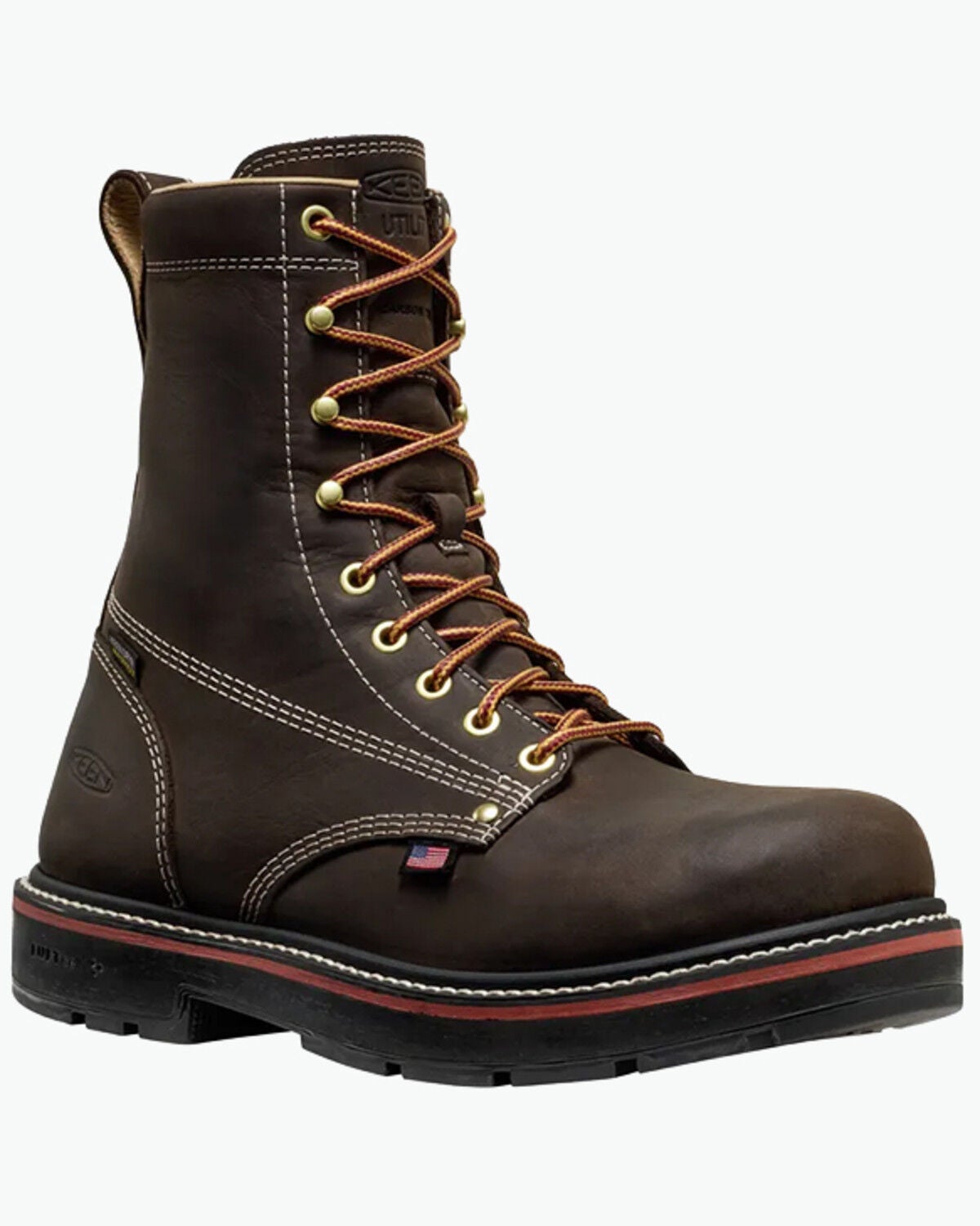 Keen Men's Liberty 8" Waterproof Work Boots - Carbon Toe, Brown, hi-res
