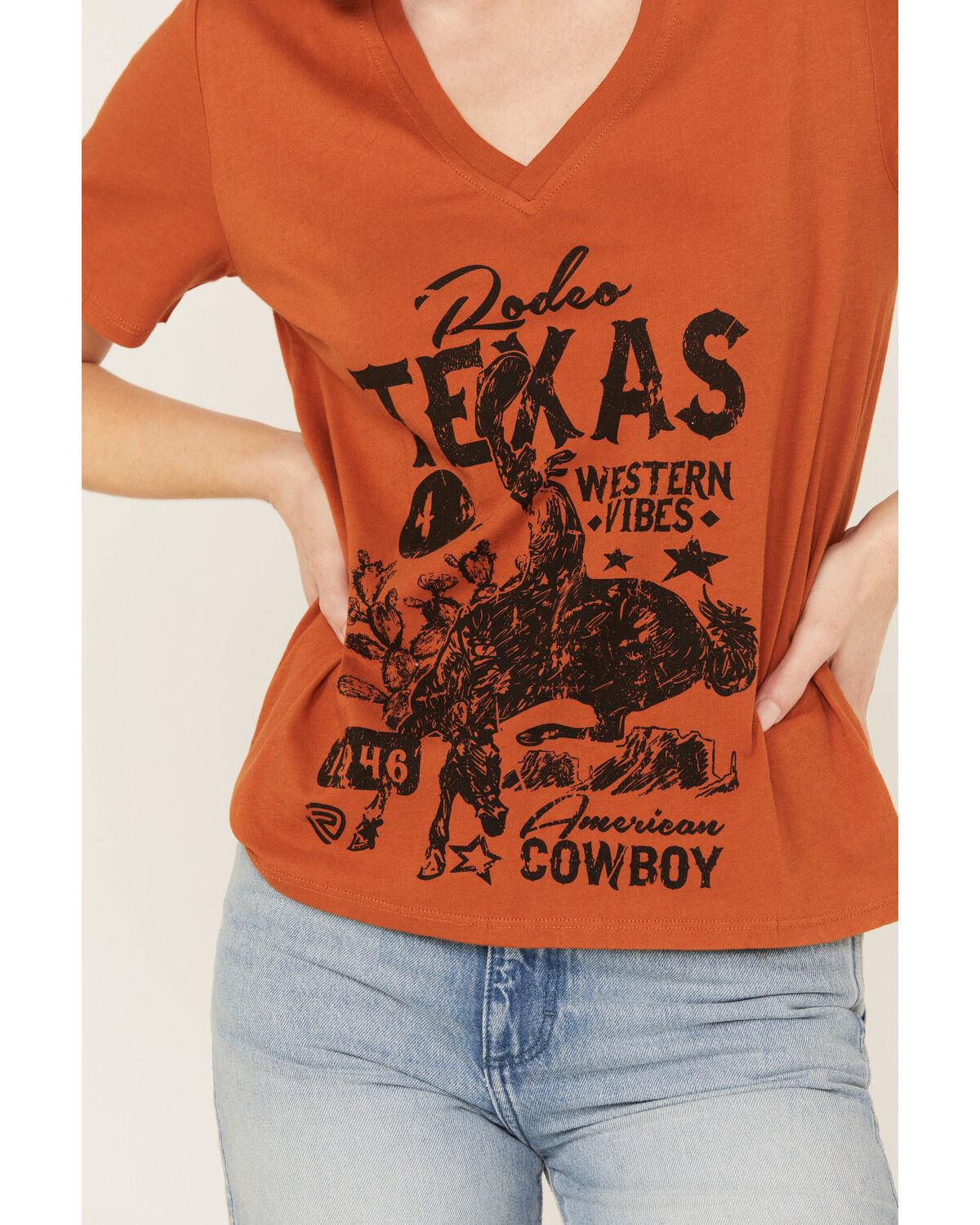 Image #3 - Rock & Roll Denim Women's Rodeo Graphic Tee, Rust Copper, hi-res