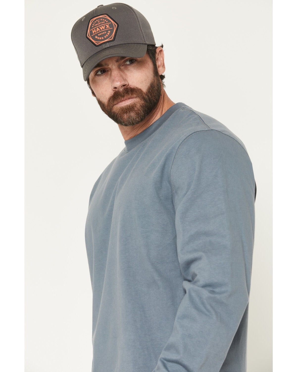 Image #3 - Hawx Men's FR Handcrafted Long Sleeve Graphic Work T-Shirt, Steel Blue, hi-res