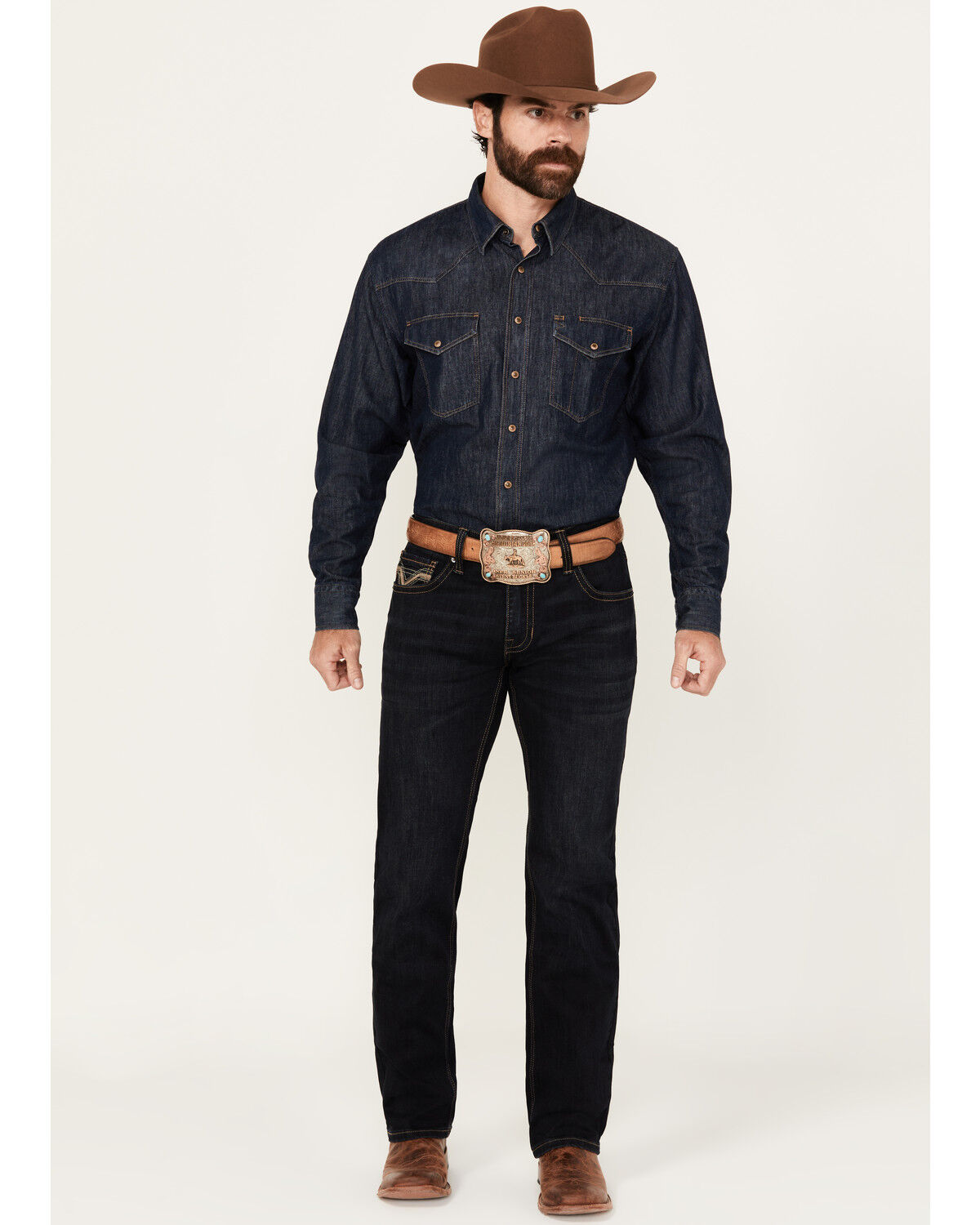 Image #1 - Rock & Roll Denim Men's Boot Barn Exclusive Pistol Dark Wash Stackable Straight Reflex Stretch Denim Jeans, Dark Wash, hi-res
