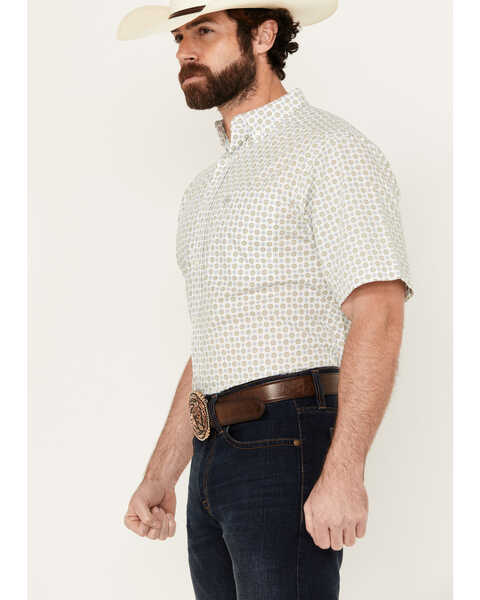 Image #2 - Ariat Men's Eduardo Geo Print Short Sleeve Button-Down Western Shirt - Tall, White, hi-res