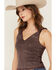 Image #2 - Miss Me Women's Rhinestone Knotted Sleeveless Tank Top, Burgundy, hi-res