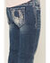 Image #2 - Grace in LA Girls' Dark Wash Floral Horseshoe Pocket Bootcut Stretch Denim Jeans, Dark Wash, hi-res