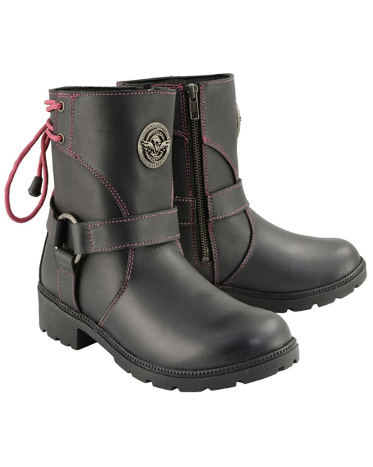 Image #1 - Milwaukee Leather Women's Lace-Up Motorcycle Boots - Round Toe, Black, hi-res