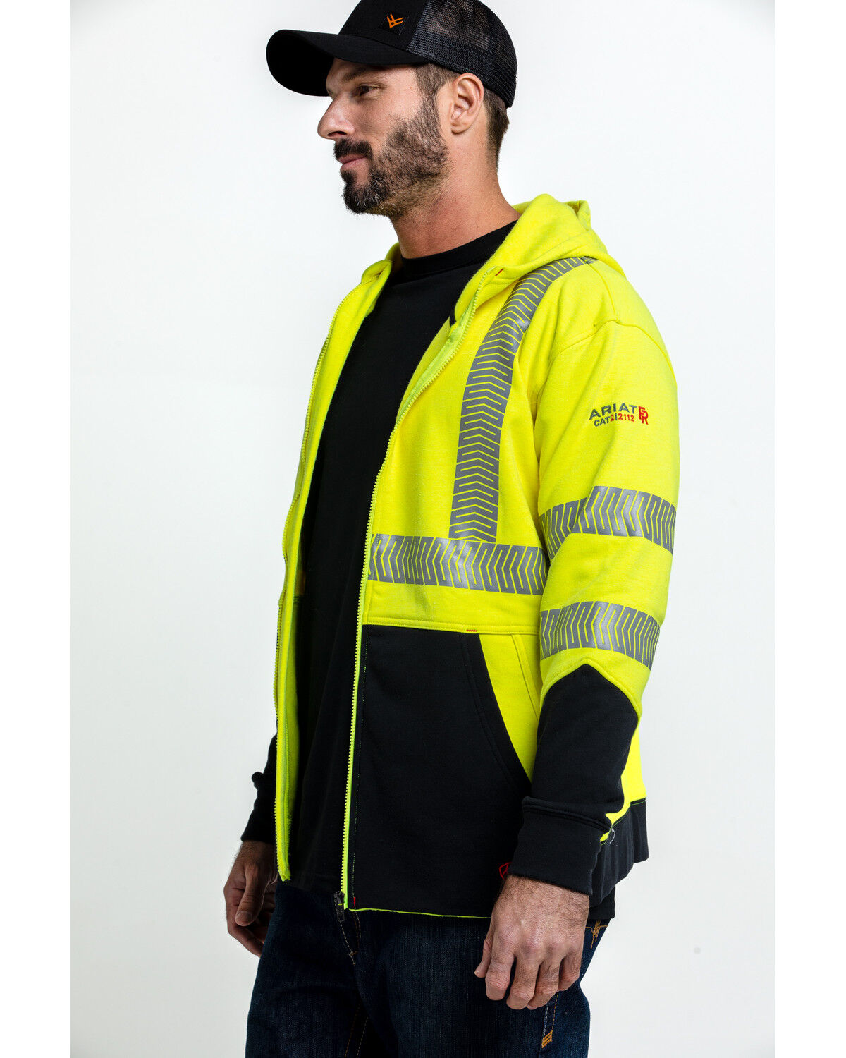 Image #3 - Ariat Men's FR Hi-Vis Full Zip Work Hoodie - Tall, Bright Yellow, hi-res