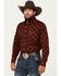 Image #2 - Panhandle Men's Select Paisley Pinstripe Long Sleeve Button-Down Western Shirt, Dark Red, hi-res