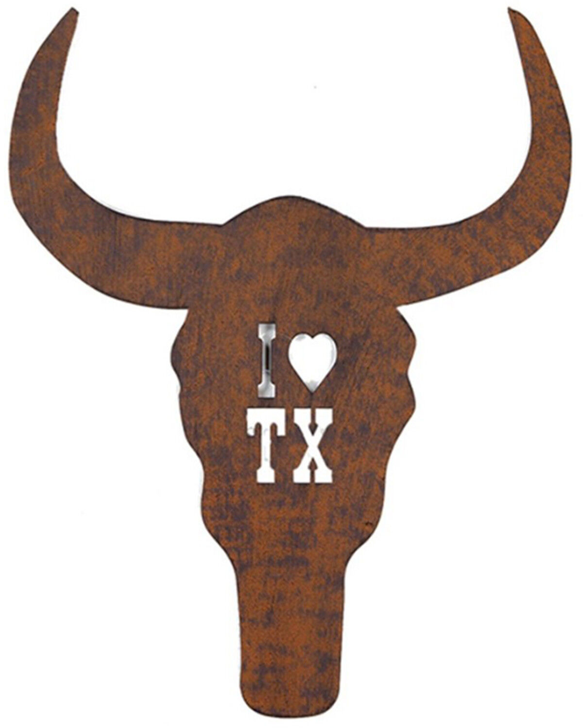 Image #1 - Manual Woodworkers Texas Skull Metal Wall Decor, Brown, hi-res