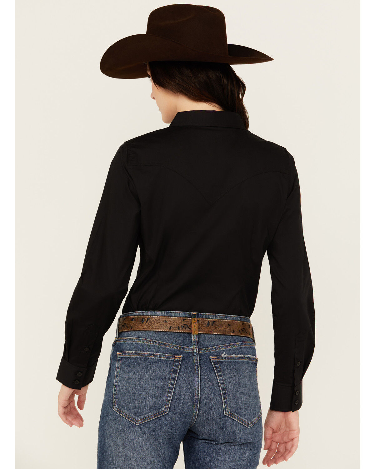 Image #4 - Wrangler Retro Women's Solid Long Sleeve Button-Down Stretch Western Shirt, Black, hi-res