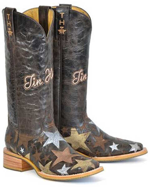 Tin Haul Women's Hollywood Stars Western Boots - Broad Square Toe, Brown, hi-res