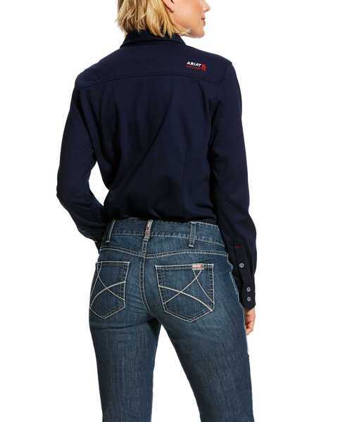 Image #2 - Ariat Women's FR Mid Rise Durastretch Duralight Ella Bootcut Jeans, Indigo, hi-res