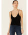 Image #1 - Mystree Women's Sweater-Knit Lace-Up Cami, Black, hi-res
