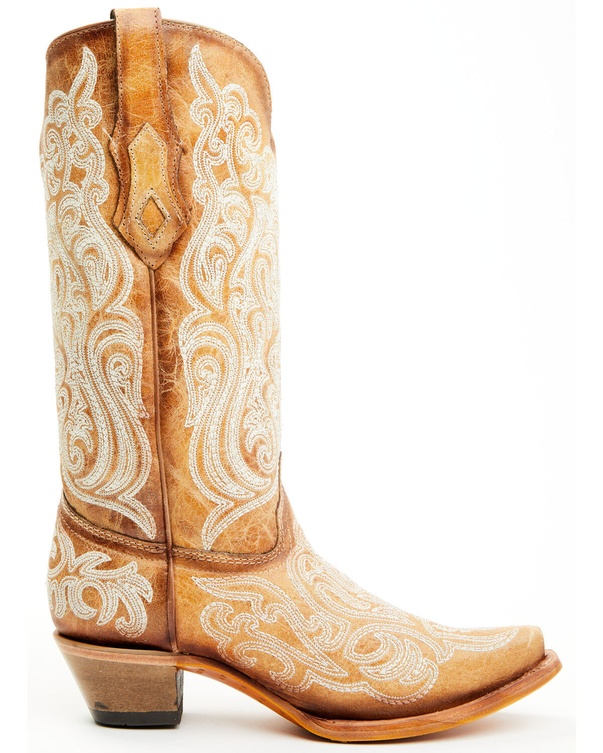 Image #2 - Corral Women's Crackled Western Boots - Snip Toe, Beige, hi-res