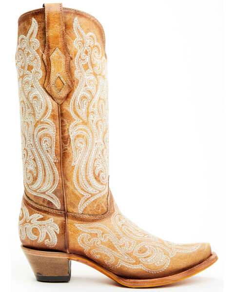 Image #2 - Corral Women's Crackled Western Boots - Snip Toe , Beige, hi-res