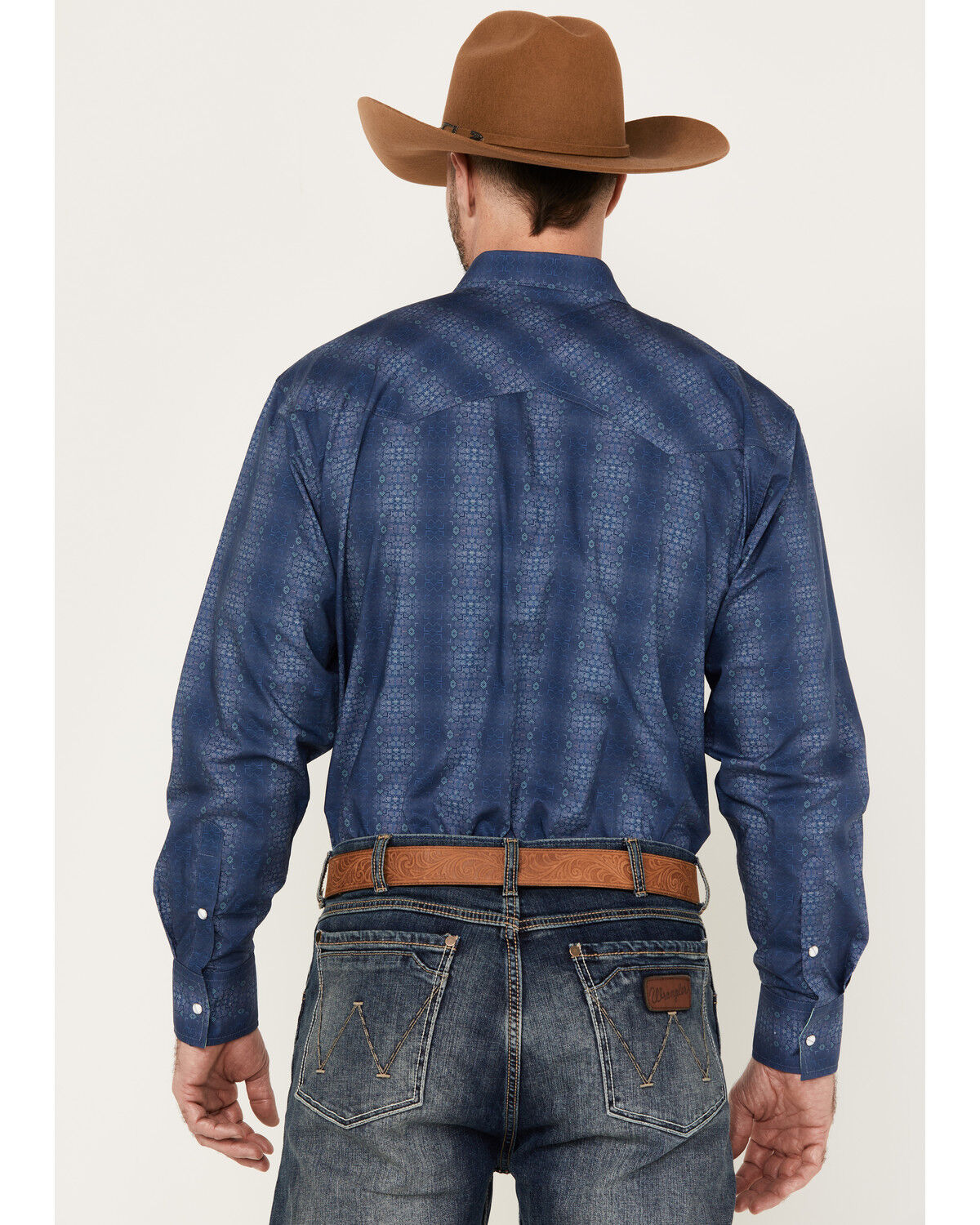Image #4 - Resistol Men's Lakeland Geo Print Long Sleeve Snap Western Shirt, Blue, hi-res