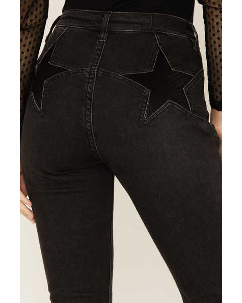 Image #2 - Rock & Roll Denim Women's High Rise Star Back Flare Jeans, Black, hi-res