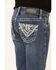 Rock & Roll Denim Girls' Embellished Pockets Bootcut Jeans, Blue, hi-res