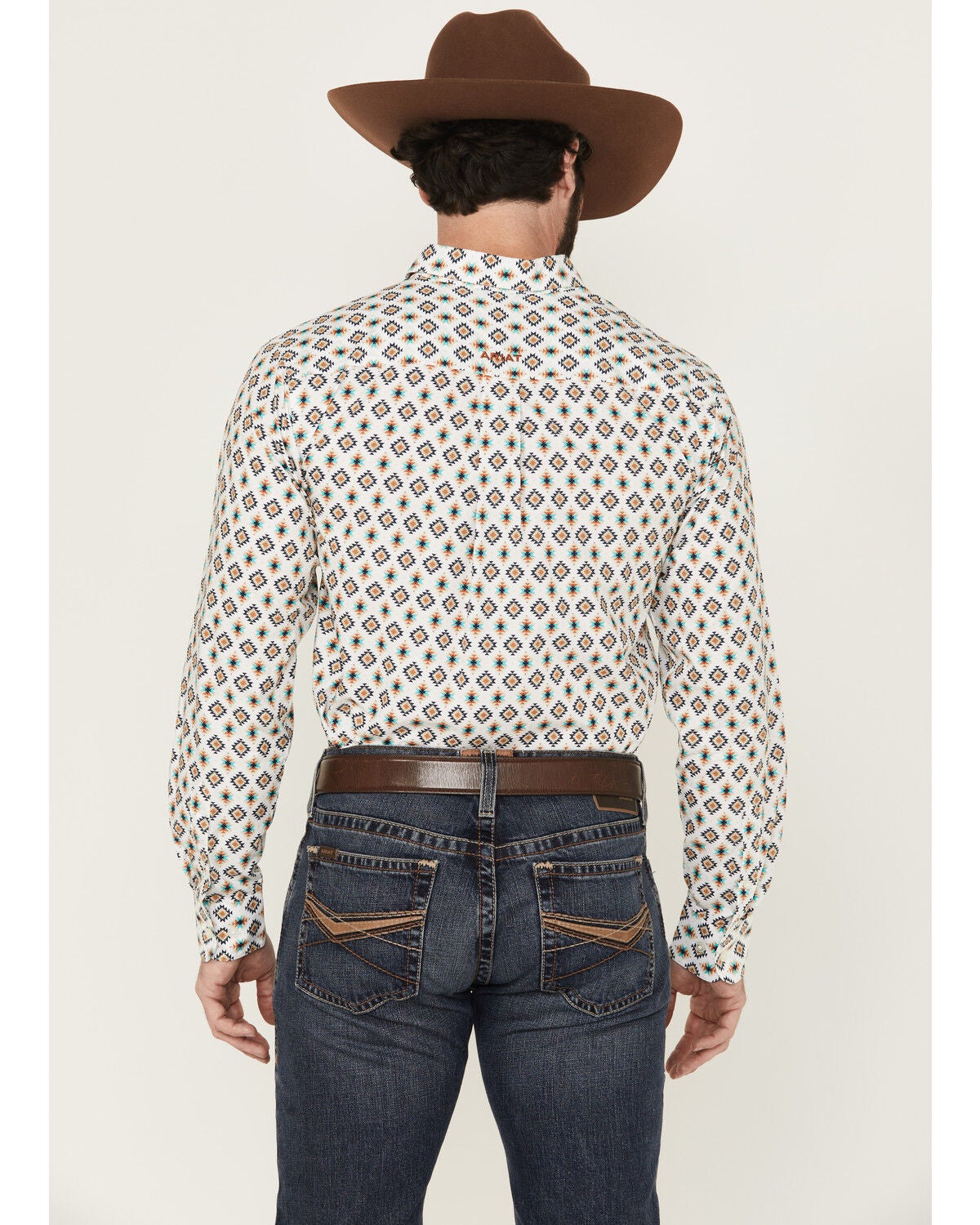 Image #4 - Ariat Men's Judas Geo Print Long Sleeve Button-Down Western Shirt, White, hi-res