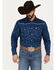 Image #1 - Cowboy Hardware Men's Roman Paisley Print Long Sleeve Western Pearl Snap Shirt, Navy, hi-res