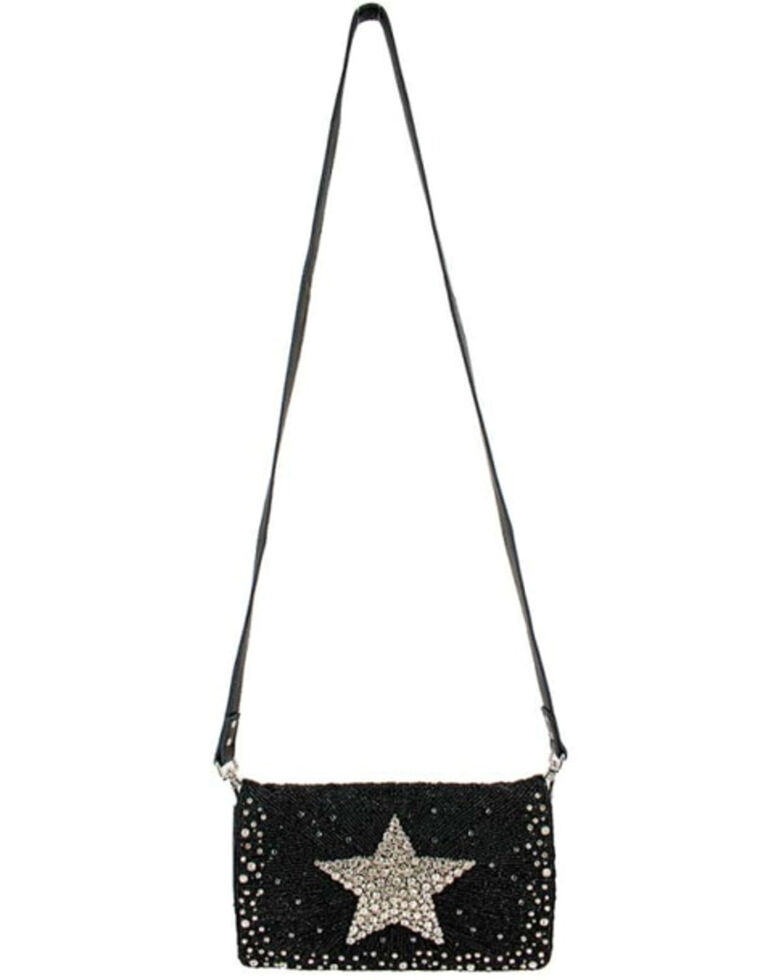 Mary Frances Women's Stardust Leather Beaded Crossbody Bag, Black, hi-res