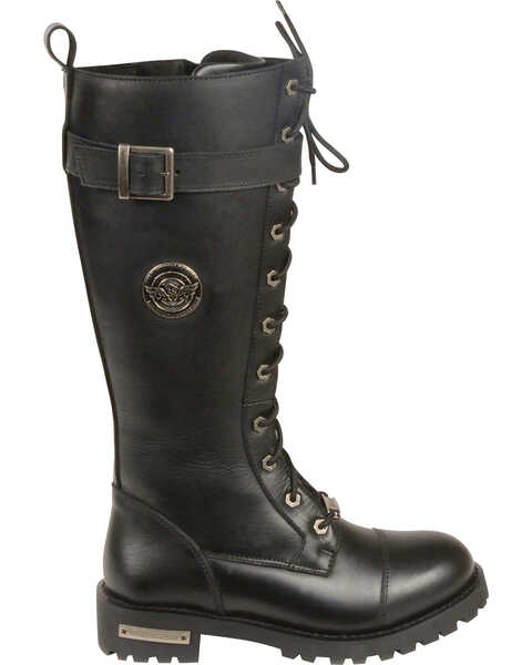 Image #2 - Milwaukee Leather Women's 14" Lace To Toe High Rise Leather Boots - Round Toe - Wide, Black, hi-res