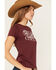 Image #2 - RANK 45® Women's American Original Short Sleeve Graphic Tee, Burgundy, hi-res