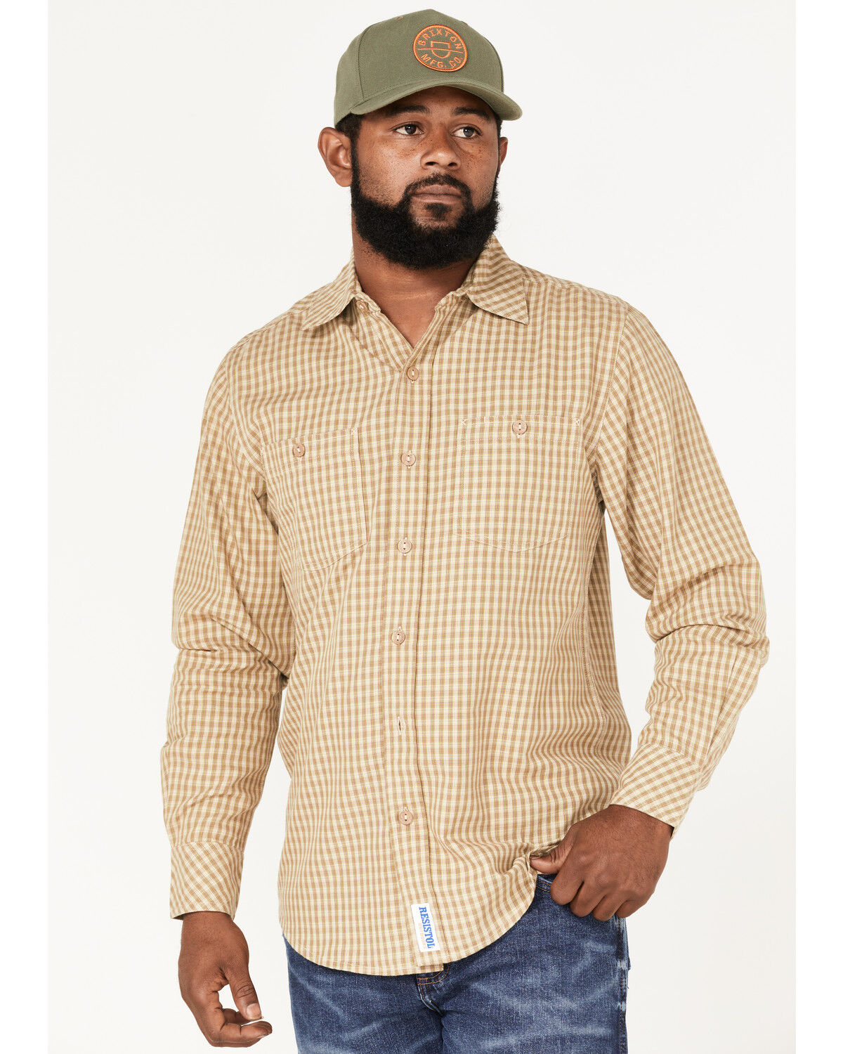 Image #1 - Resistol Men's Wheat Ridge Check Button Down Western Shirt, Sage, hi-res