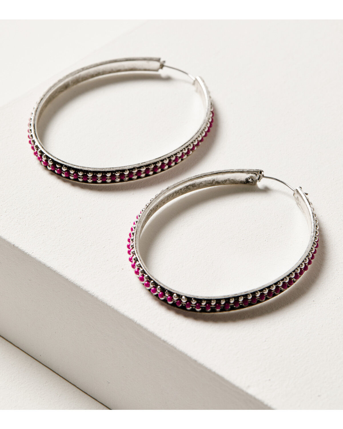 Image #1 - Idyllwind Women's Bessie Avenue Large Hoop Earrings, Fuscia, hi-res