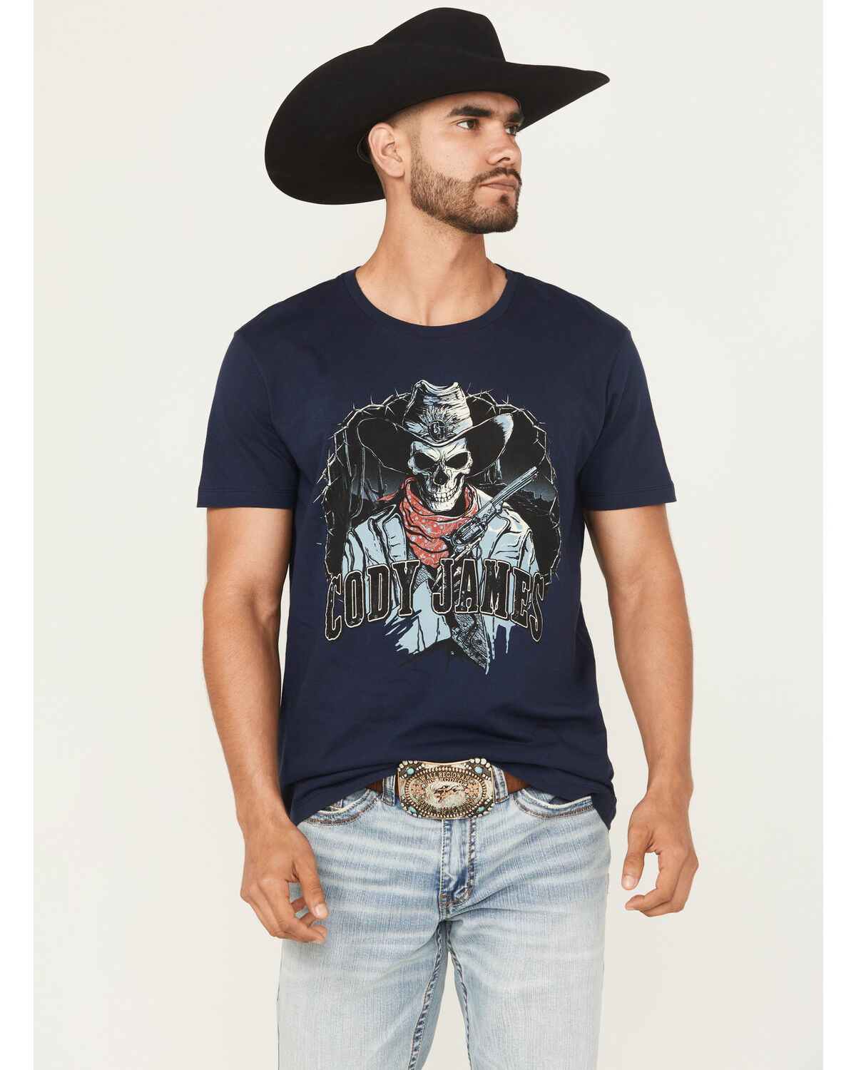 Image #1 - Cody James Men's Posse Gunslinger Short Sleeve Graphic T-Shirt, Navy, hi-res