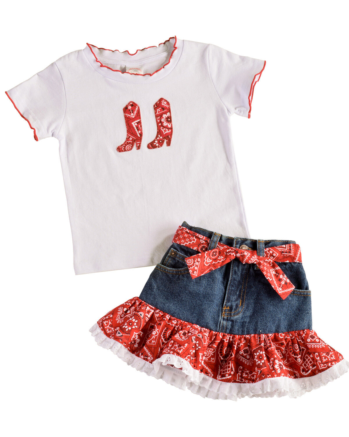 Image #1 - Kiddie Korral Toddler Girls' Cowgirl Boots Bandana Skirt Set - 2-6, , hi-res