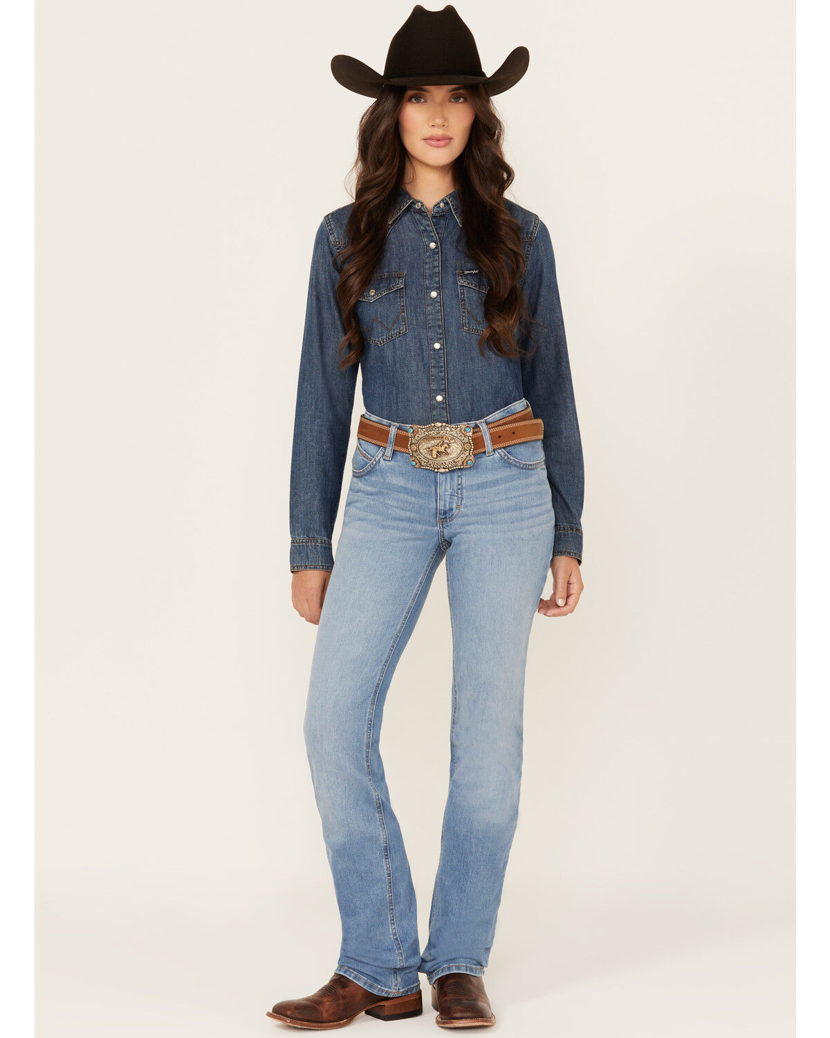 Image #1 - Wrangler Women's Sophia Medium Wash Mid Rise Ultimate Riding Bootcut Stretch Denim Jeans, Medium Wash, hi-res