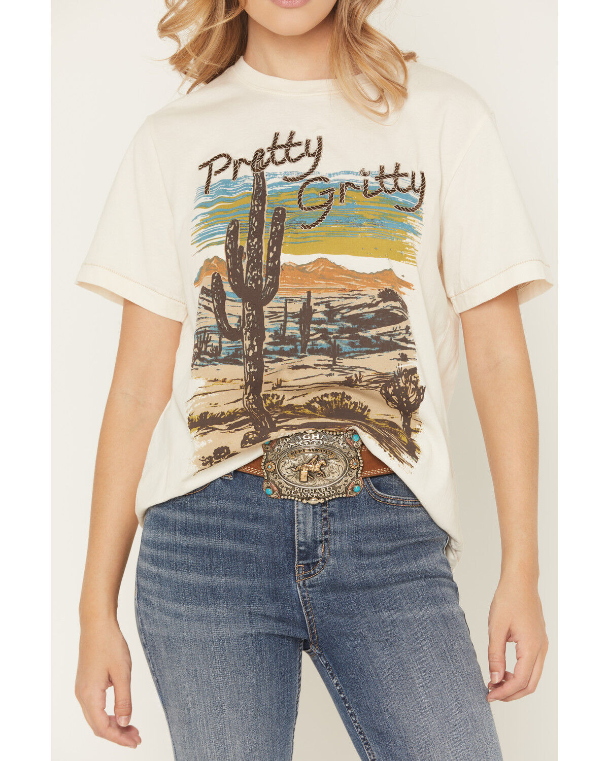 Image #3 - Shyanne Women's Pretty Gritty Embroidered Short Sleeve Graphic Tee, Cream, hi-res