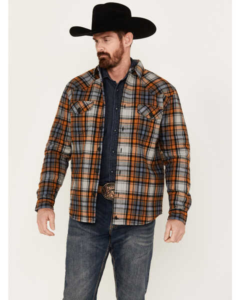 Image #1 - Cody James Men's Plaid Long Sleeve Button-Down Shirt Jacket, Grey, hi-res