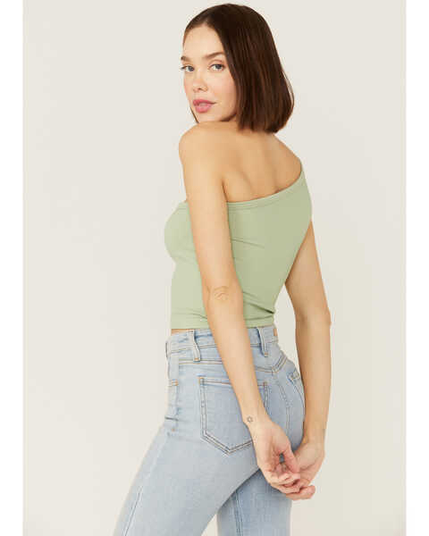 Fornia Women's One Shoulder Ribbed Cami Top, Sage, hi-res