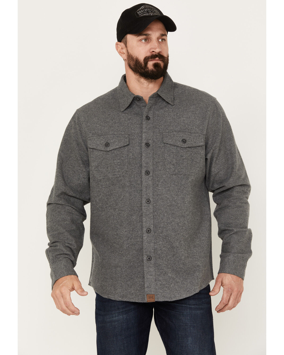 Image #1 - Dakota Grizzly Men's Major Chamois Button Down Long Sleeve Western Shirt/ Sent to studio 12/7/22 AR, Grey, hi-res