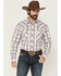 Image #1 - Wrangler Men's 20X Plaid Print Long Sleeve Snap Stretch Western Shirt, White, hi-res