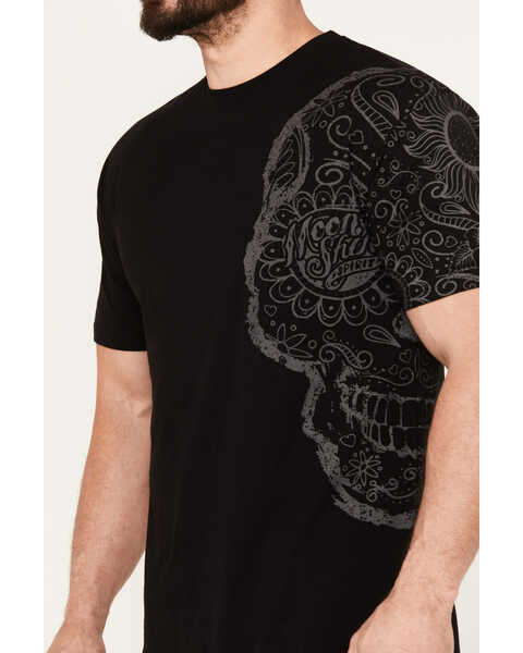 Image #3 - Moonshine Spirit Men's Half Face Skeleton Short Sleeve Graphic T-Shirt, Black, hi-res