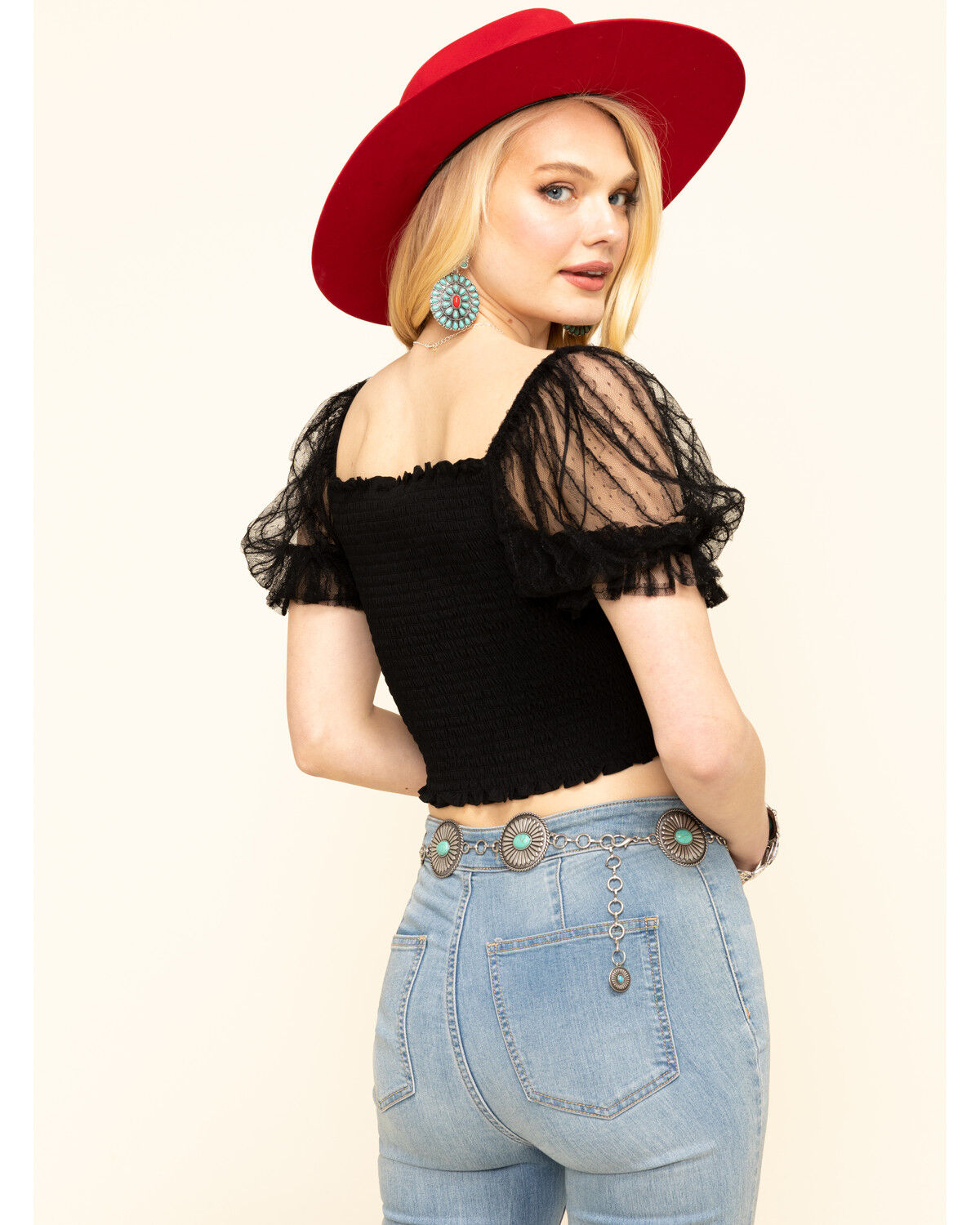 Image #2 - Jealous Tomato Women's Smocked Top, Black, hi-res