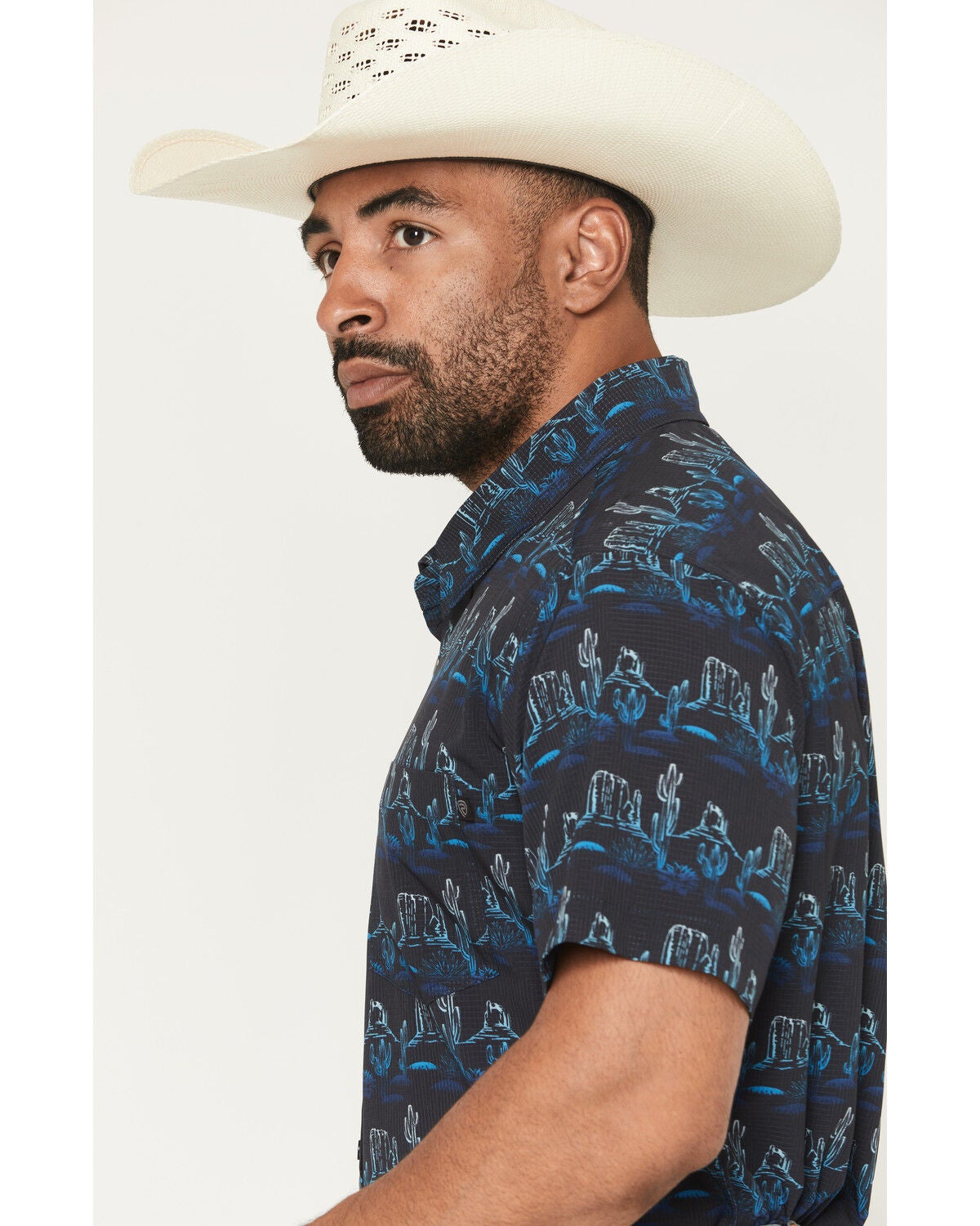 Image #2 - Rock & Roll Denim Men's Tek Desert Print Short Sleeve Button-Down Stretch Western Shirt, Black, hi-res