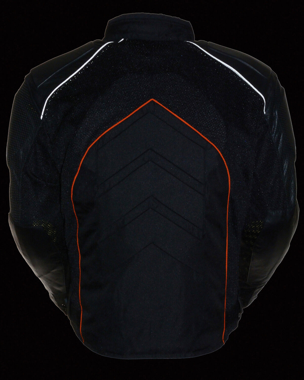 Image #5 - Milwaukee Leather Men's Combo Leather Textile Mesh Racer Jacket, Black/orange, hi-res